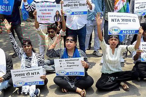 Protest over NEET 2024 results